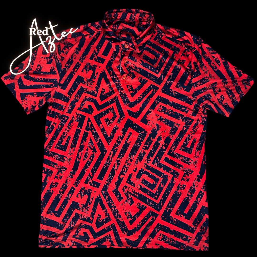 Red & Blue Aztec Men's Golf Polo