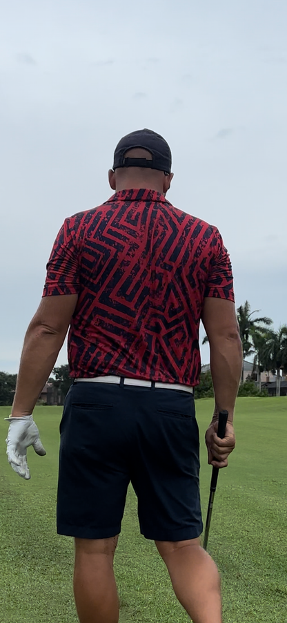 Red & Blue Aztec Men's Golf Polo